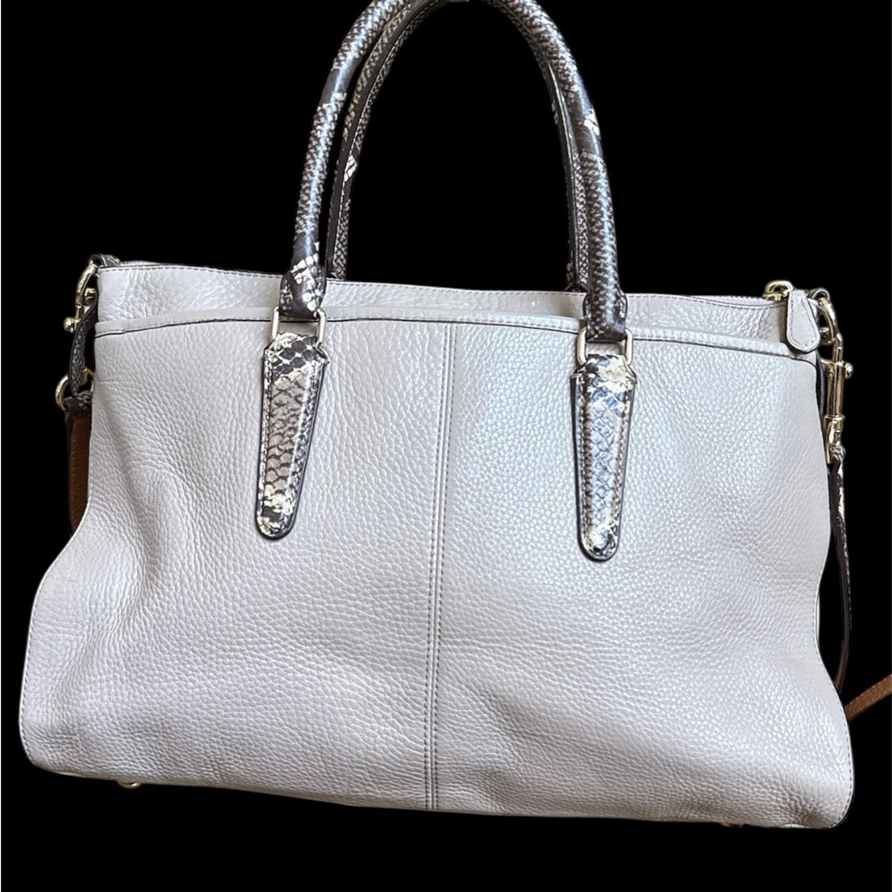 Coach Morgan Color Block Pebble Leather w/exotic embossed trim satchel/crossbody - Picture 4 of 11